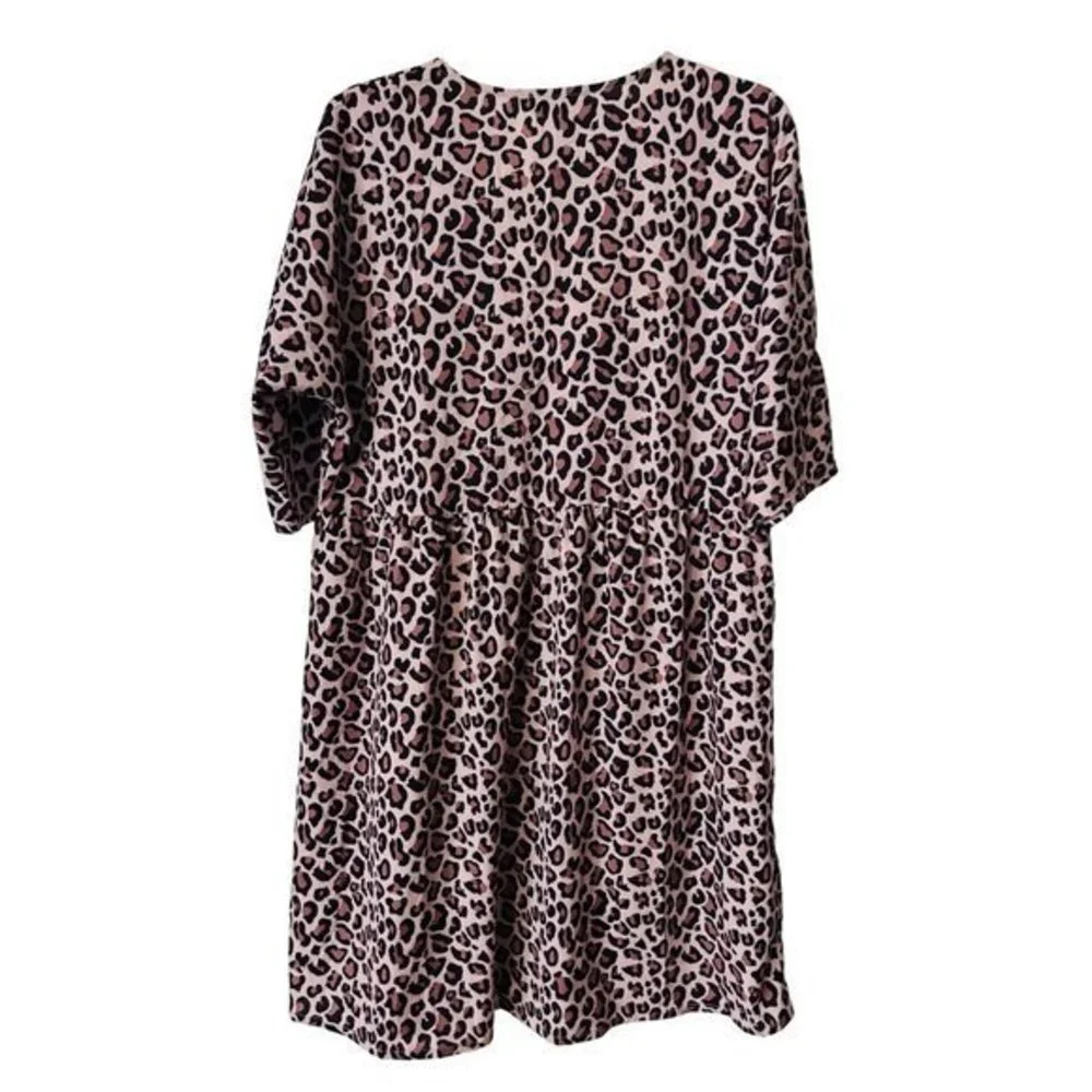 ECOWISH Animal Print Short Sleeve Button Detail Dress Women's Size Lg‎ NWT - Picture 4 of 13